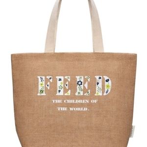FEED x Clarins burlap tote NWT